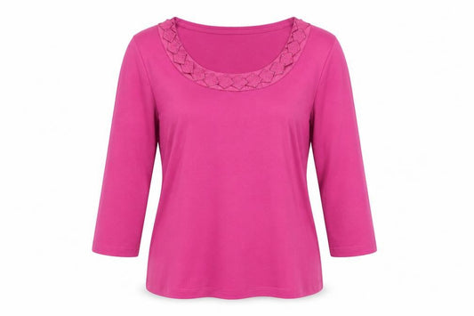 Marks and Spencer Womens Pink Embellished Scoop Neck T-Shirt UK 10