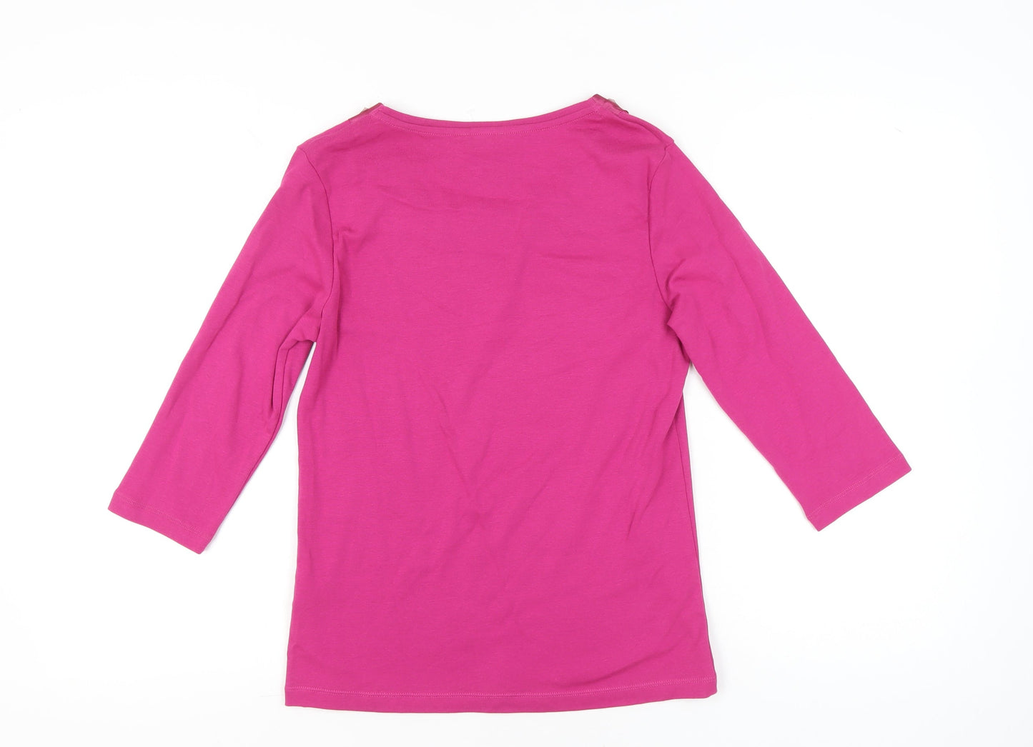 Marks and Spencer Womens Pink Embellished Scoop Neck T-Shirt UK 10