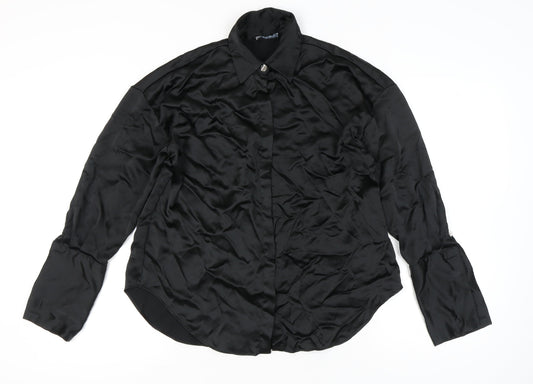 Zara Women’s Black XS Satin Button-Up Long Sleeve Shirt