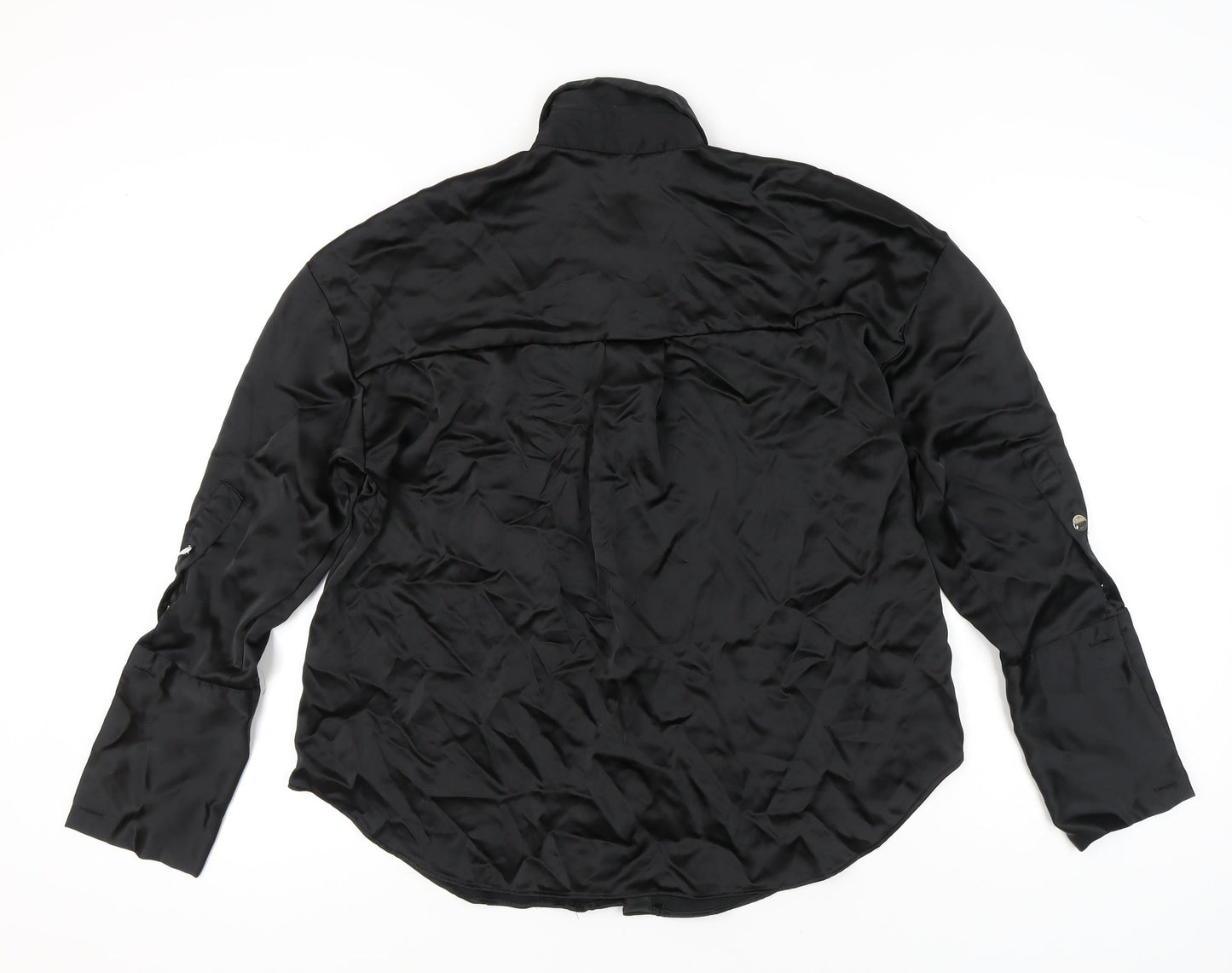 Zara Women’s Black XS Satin Button-Up Long Sleeve Shirt