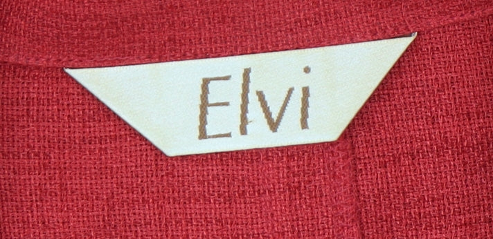 Elvi Womens Red Size 16 Short Sleeve Button Suit Top