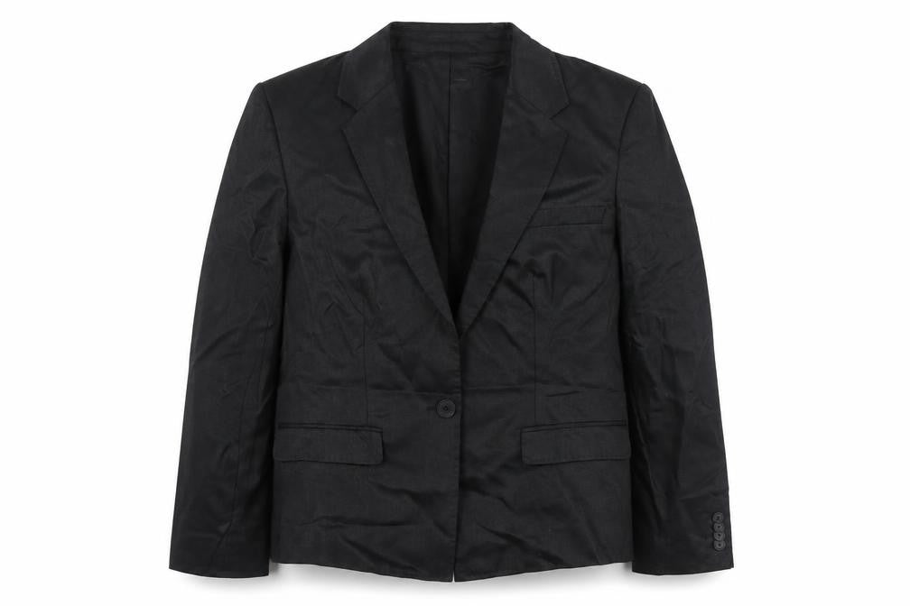 Claudia Sträter Women's Black Linen Blazer Size 16 Single-Breasted