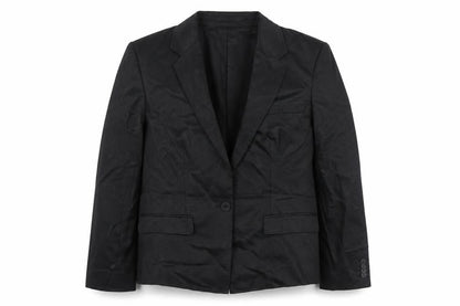 Claudia Sträter Women's Black Linen Blazer Size 16 Single-Breasted