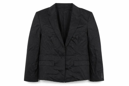 Claudia Sträter Women's Black Linen Blazer Size 16 Single-Breasted