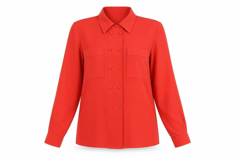 Alexon Womens Red Button-Up Shirt UK 8 Long Sleeve Polyester