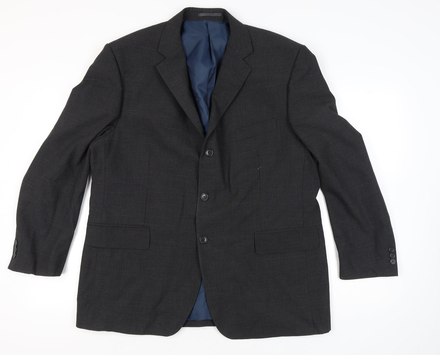 Pinstripe Mens Grey 46in Chest Regular Fit Blazer Jacket