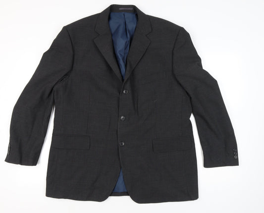 Pinstripe Mens Grey 46in Chest Regular Fit Blazer Jacket