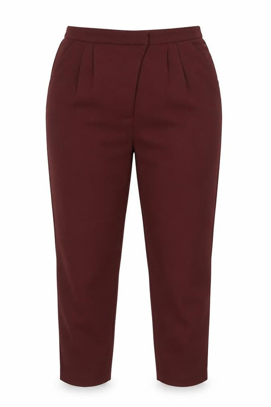 Mexx Women Red Chino Pleated Tapered Trousers Size 12