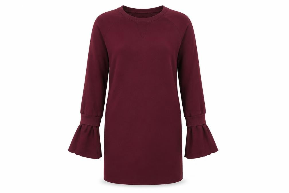 Missguided Women’s Red Shift Dress Size 10 Long Sleeve Flared