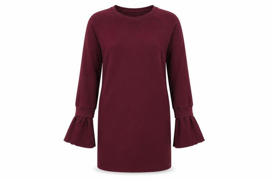 Missguided Women’s Red Shift Dress Size 10 Long Sleeve Flared