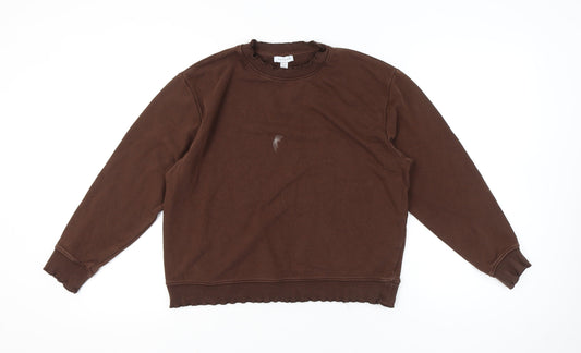 Topshop Women’s Brown Petite M Cotton Blend Crew Neck Sweatshirt