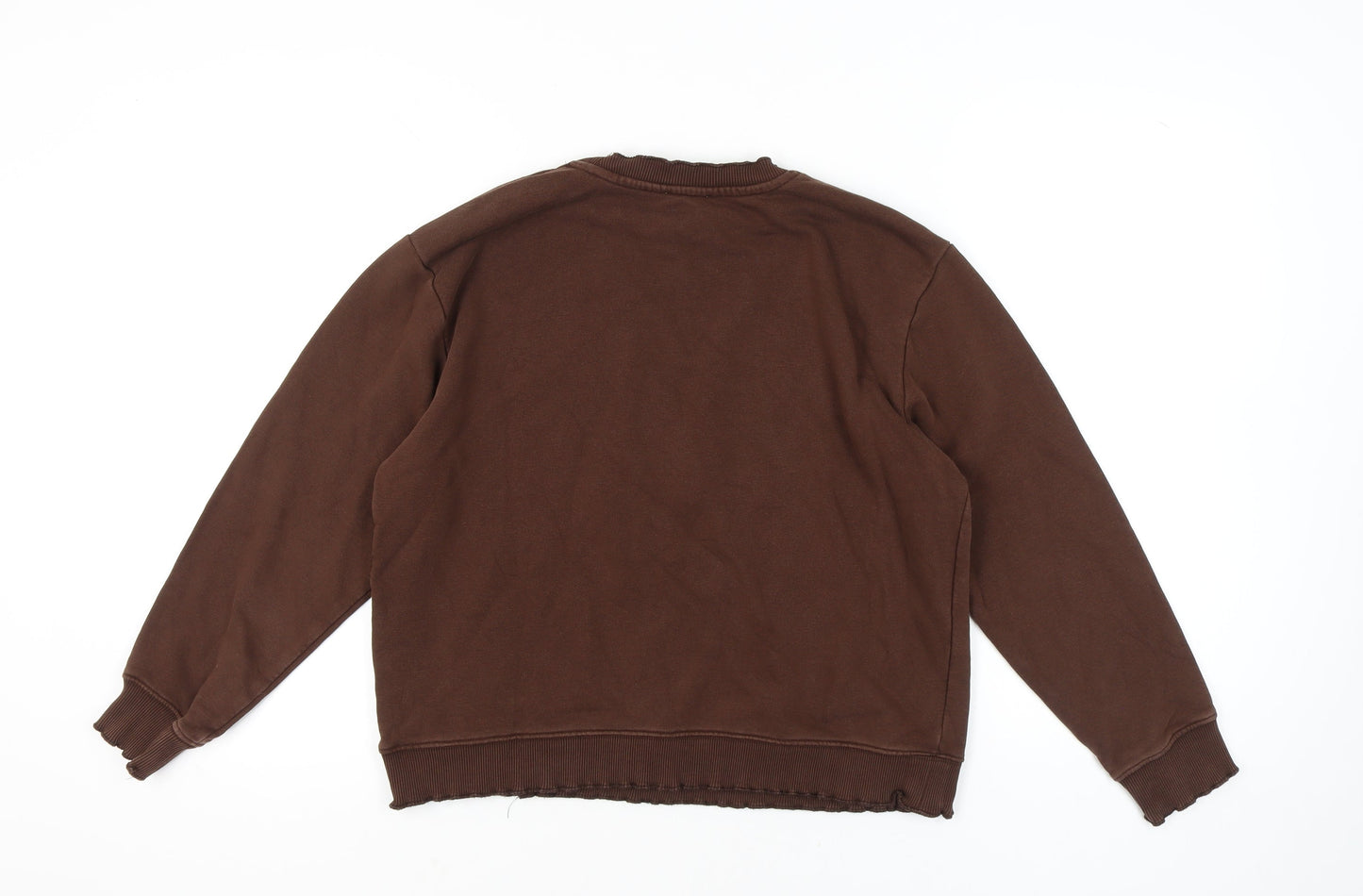 Topshop Women’s Brown Petite M Cotton Blend Crew Neck Sweatshirt