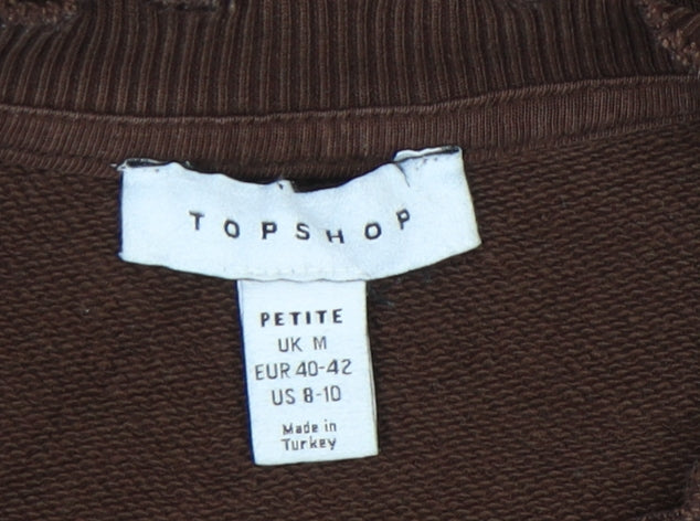 Topshop Women’s Brown Petite M Cotton Blend Crew Neck Sweatshirt
