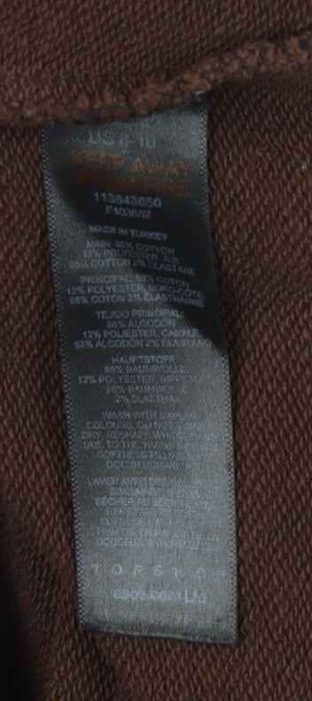 Topshop Women’s Brown Petite M Cotton Blend Crew Neck Sweatshirt