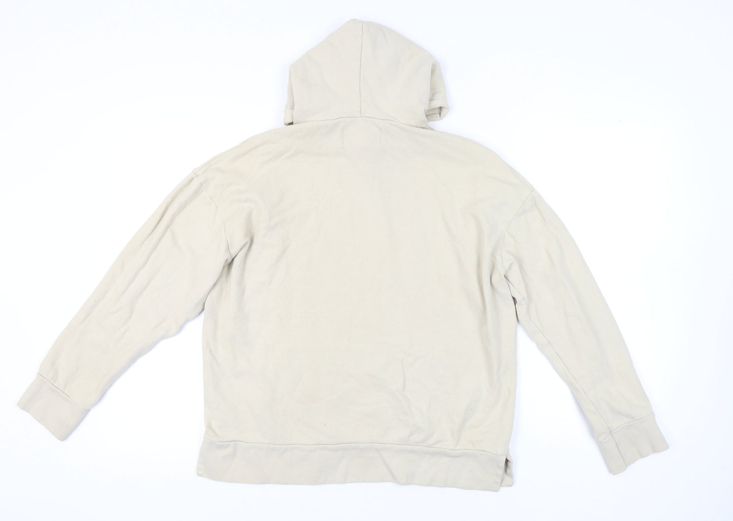 River Island Men’s Beige Distressed Pullover Hoodie M Regular Fit
