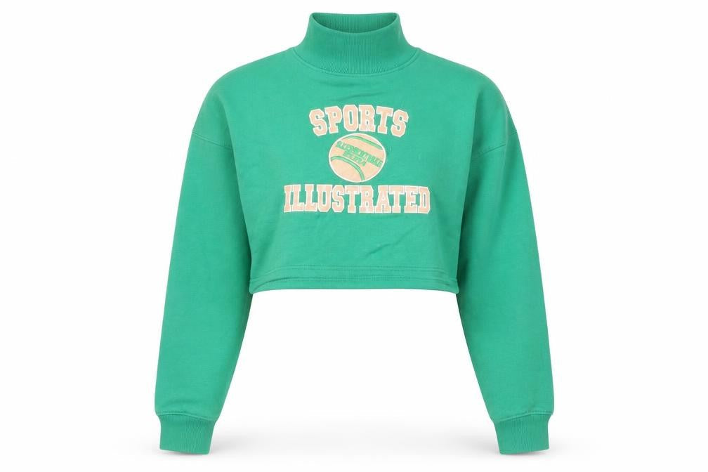 Nasty Gal Women’s Green Sports Illustrated Cropped Sweatshirt UK 10