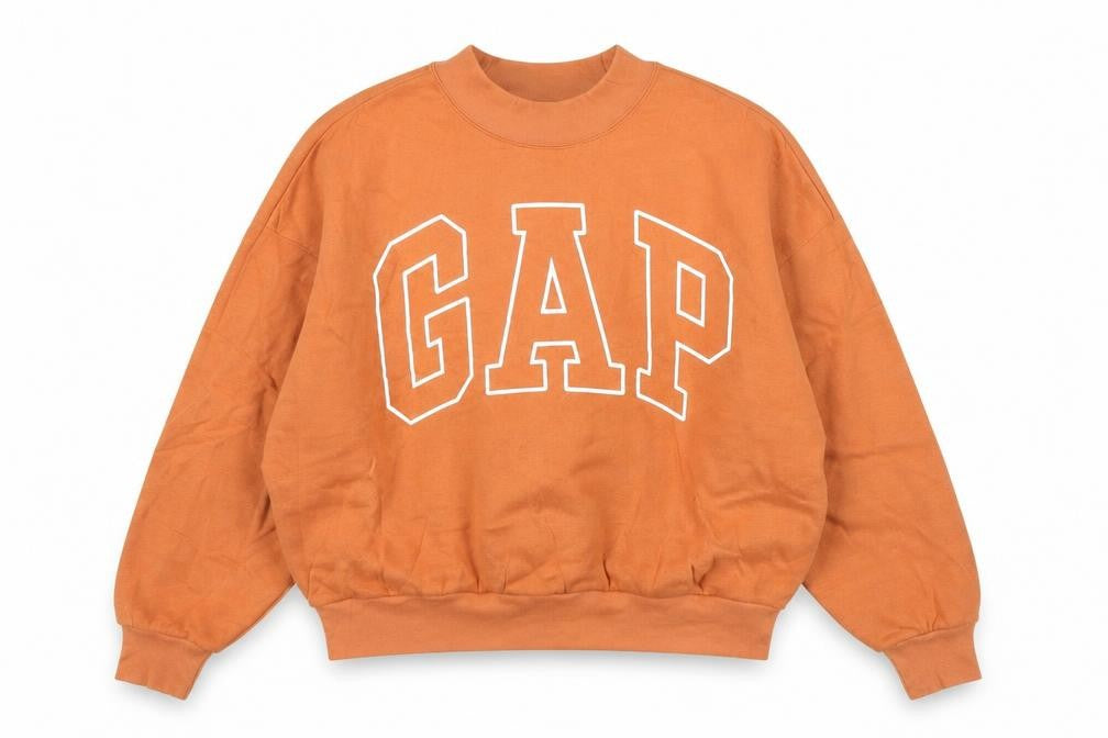 Gap Women’s Orange Logo Pullover Sweatshirt M Relaxed Fit