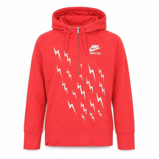 Nike Women’s Red XL Hoodie Track & Field Lightning Print 1/2 Zip