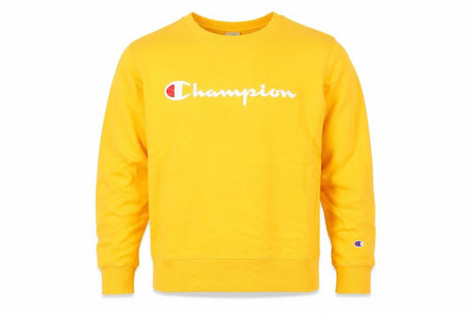 Champion Mens Yellow Medium Sweatshirt Pullover Crew Neck Logo