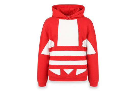 Adidas Womens Red White Hoodie UK 8 Cotton Logo Sweatshirt