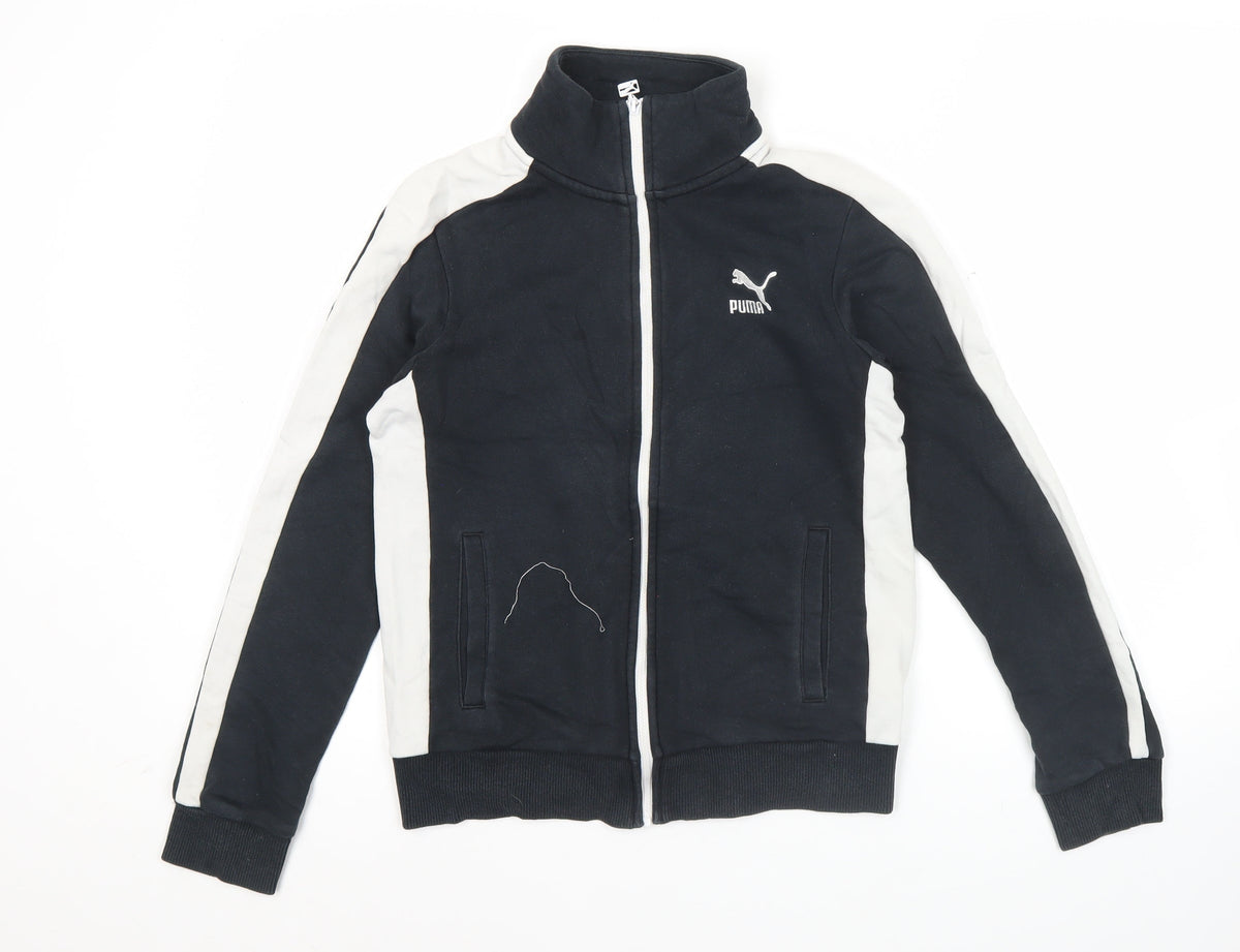Puma Boys Black Track Jacket Size 13-14 Years Full Zip Sportswear