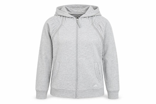 Adidas Womens Grey Full Zip Hoodie Size 10 UK Cotton Blend