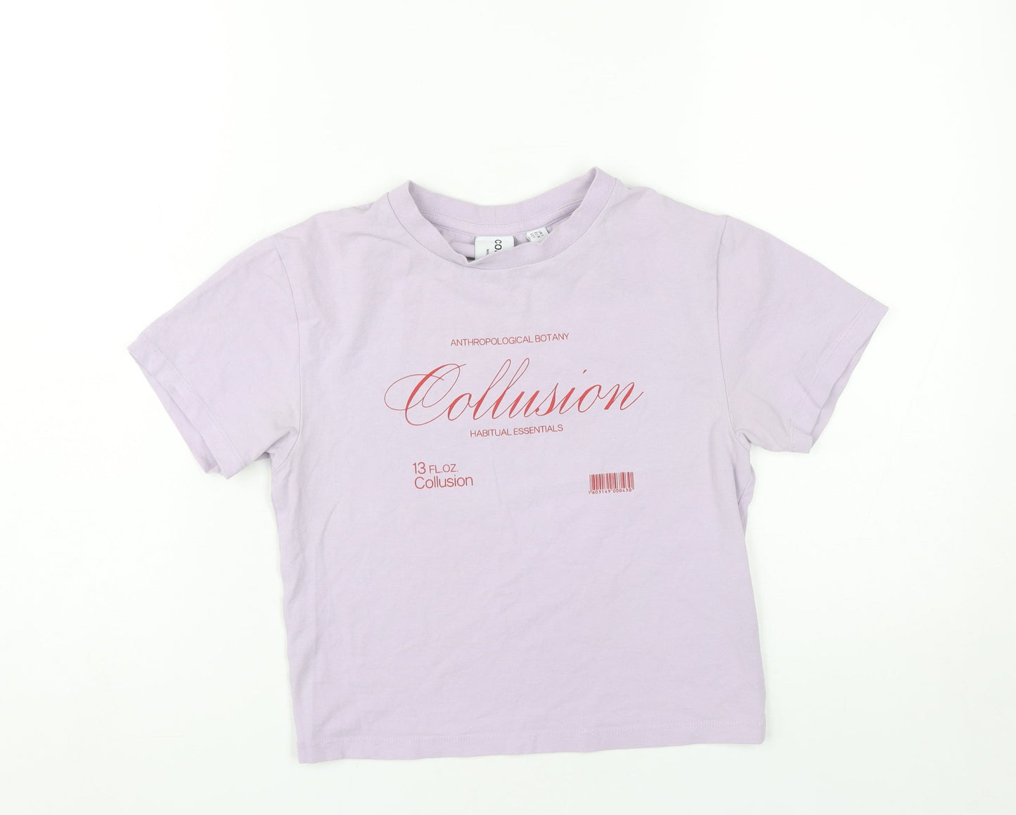 Collusion Women's Purple Cropped T-Shirt Size 8 Short Sleeve Cotton