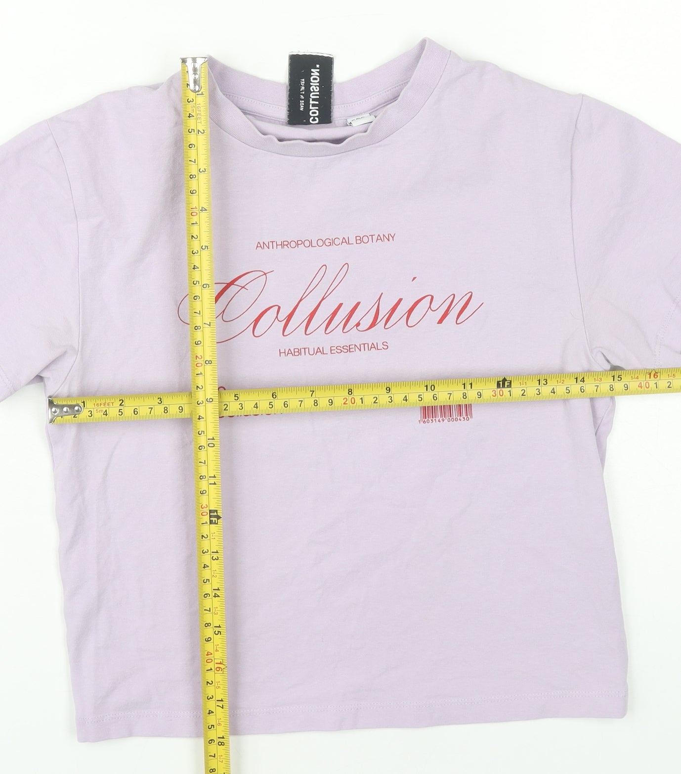 Collusion Women's Purple Cropped T-Shirt Size 8 Short Sleeve Cotton