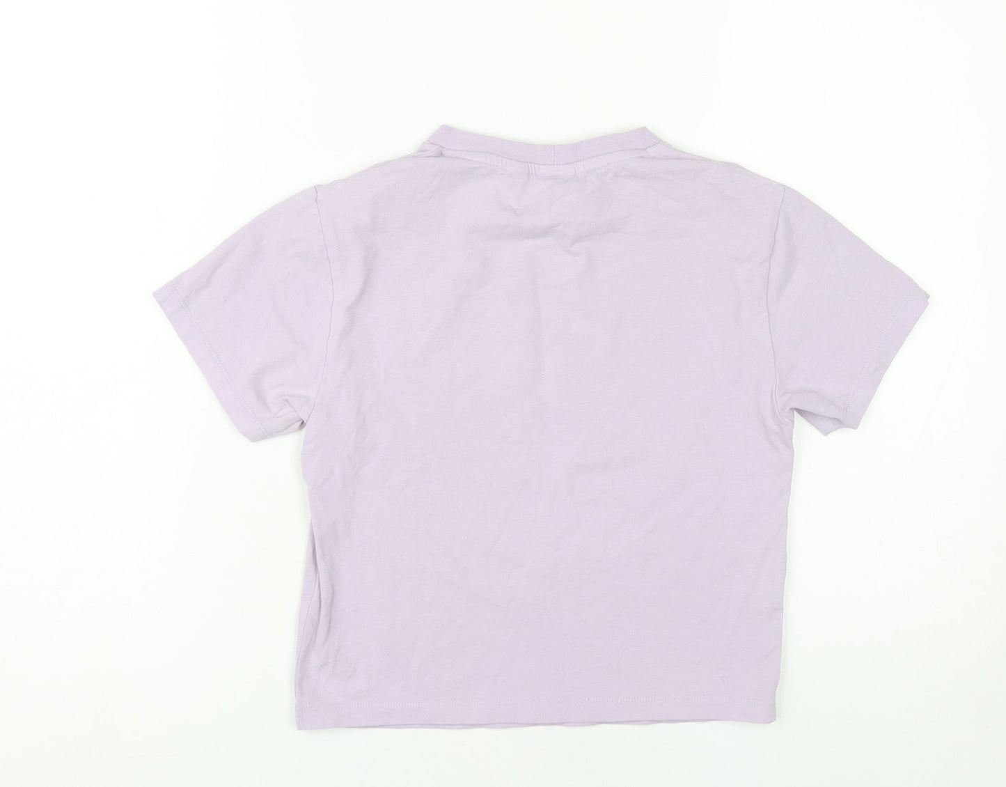 Collusion Women's Purple Cropped T-Shirt Size 8 Short Sleeve Cotton