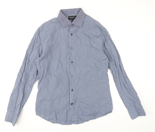 Marks and Spencer Autograph Mens Blue Check Slim Fit Shirt M