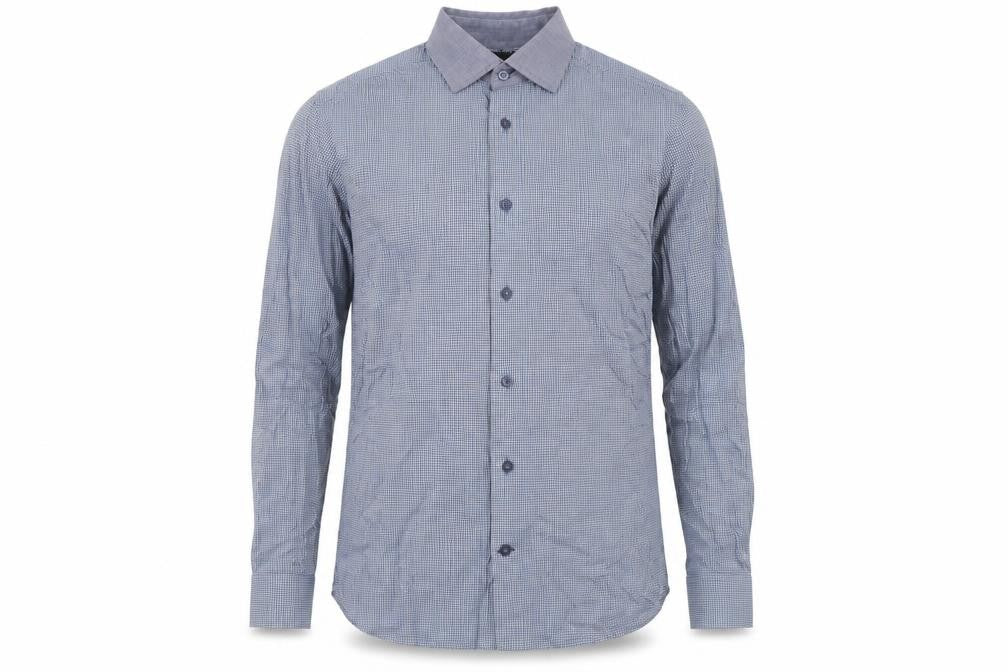 Marks & Spencer Autograph Mens Blue Check Slim Fit Shirt M