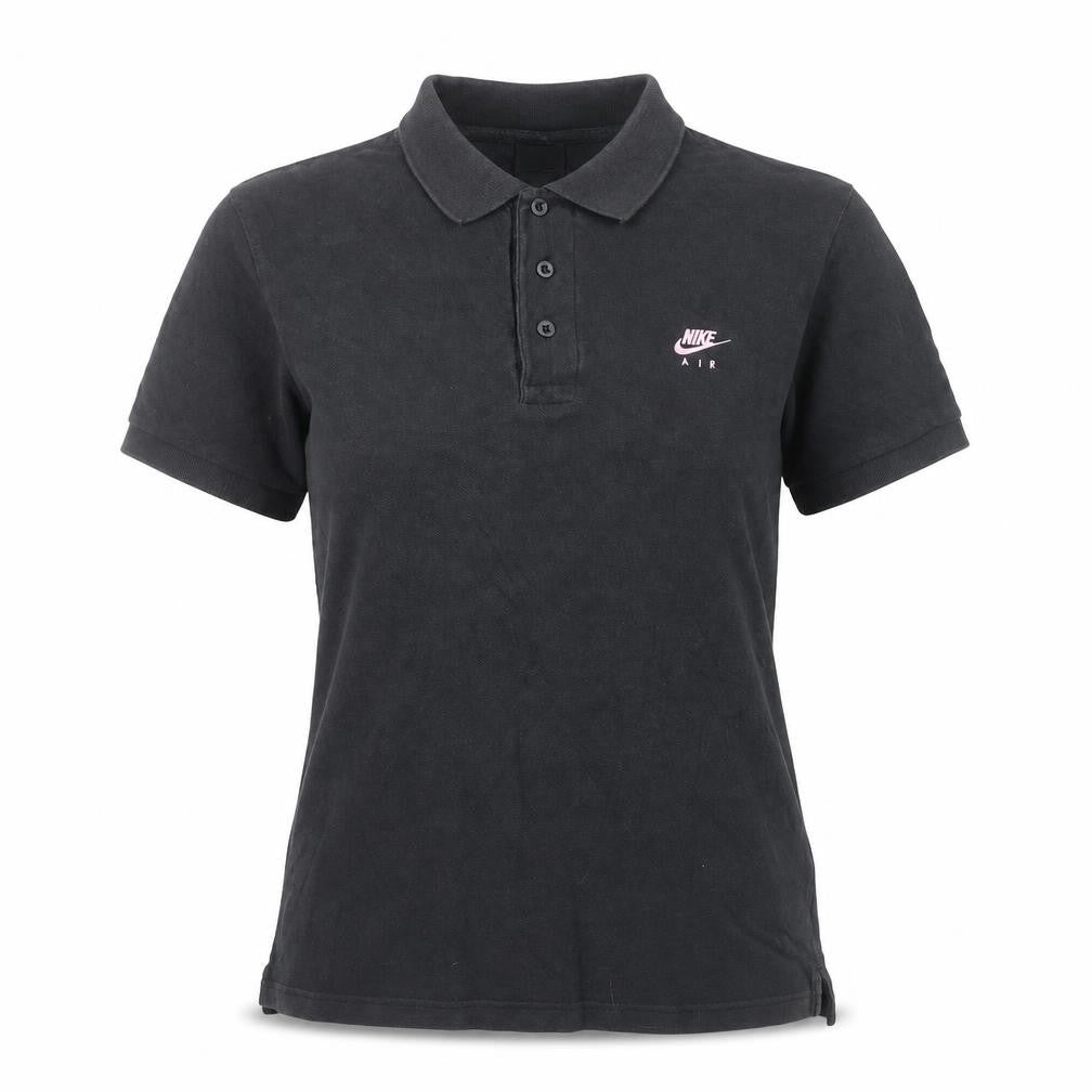 Nike Women Black Cotton Polo Shirt S Regular Fit Casual Sportswear