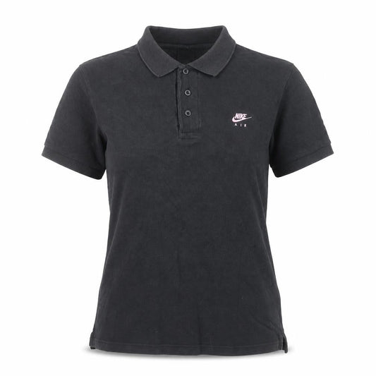 Nike Women Black Cotton Polo Shirt S Regular Fit Casual Sportswear