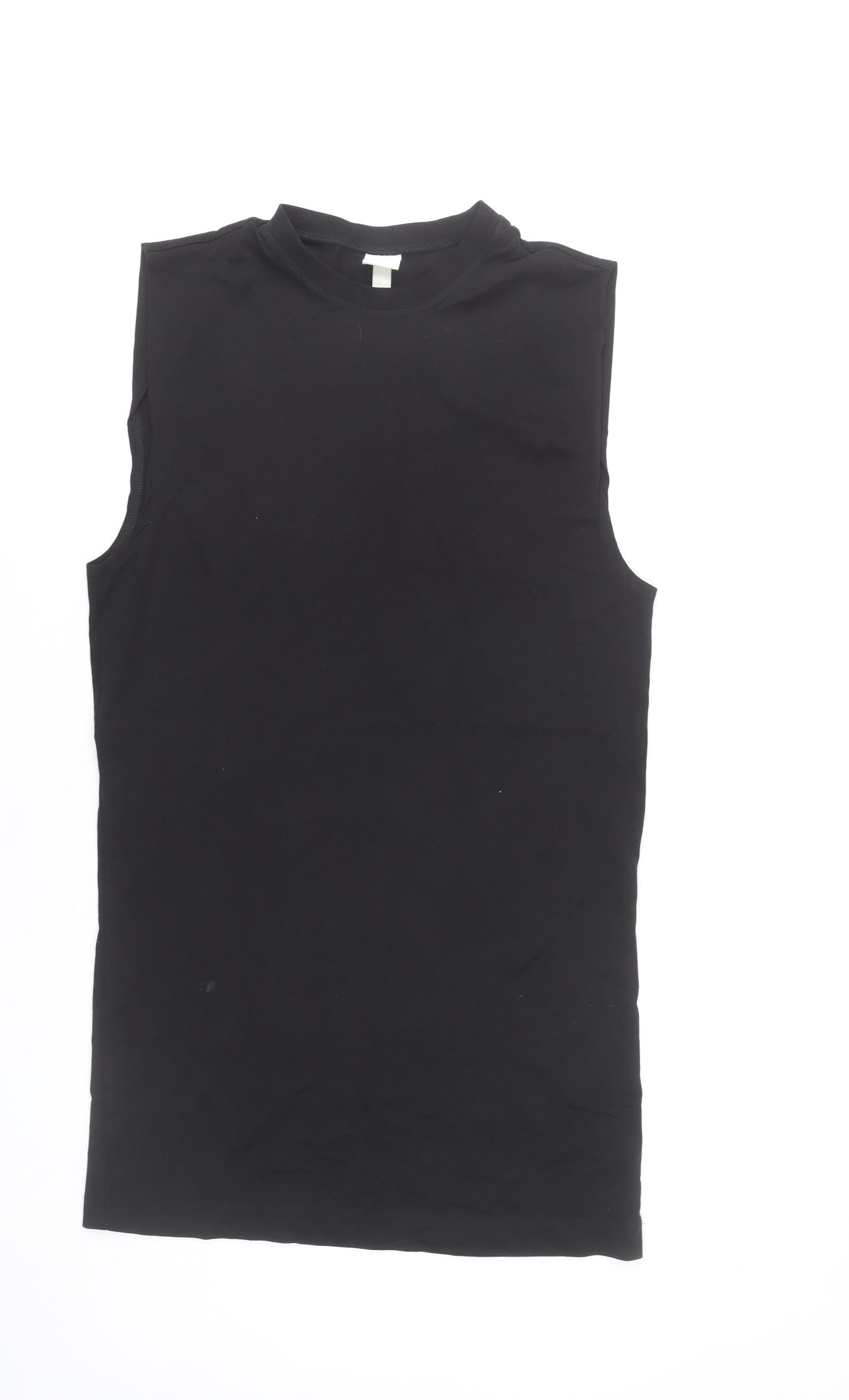 H&M Womens Black XS Tank Dress Sleeveless Mock Neck Cotton