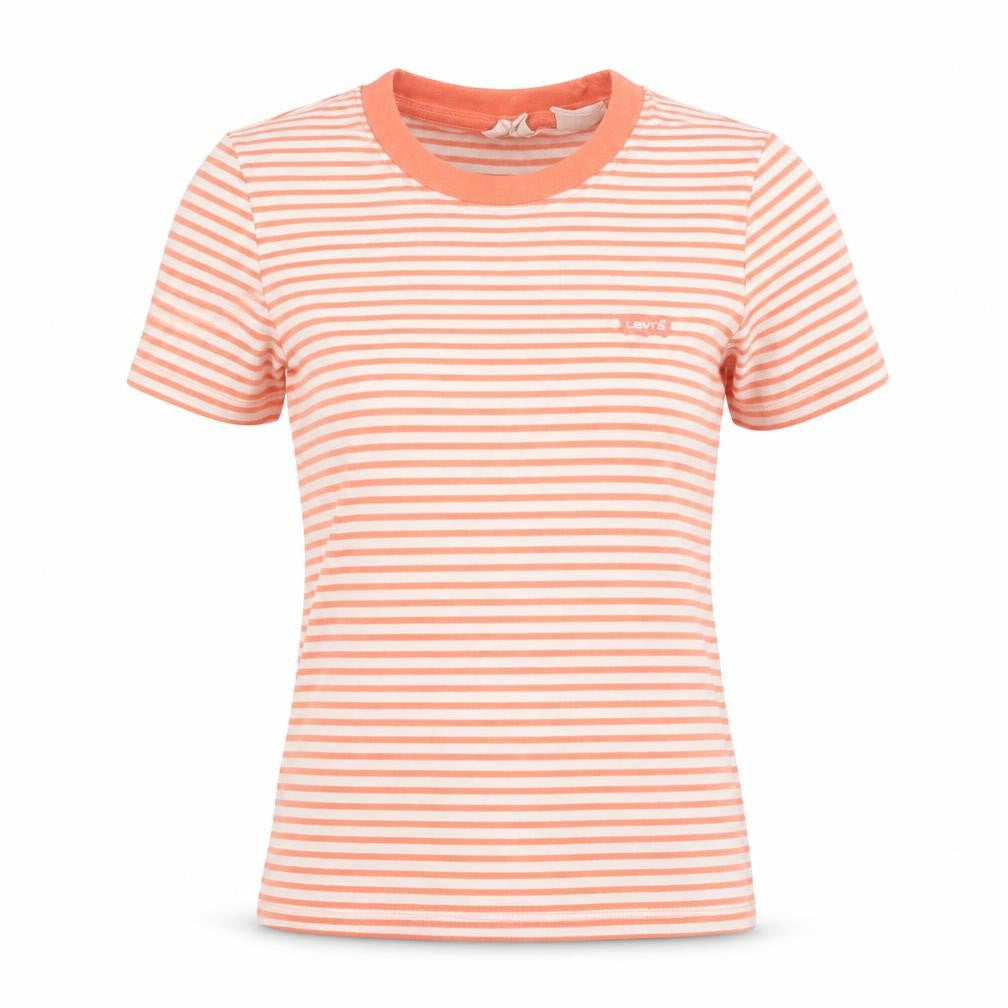 Levi's Womens Orange Striped 2XS Cotton Short Sleeve T-Shirt