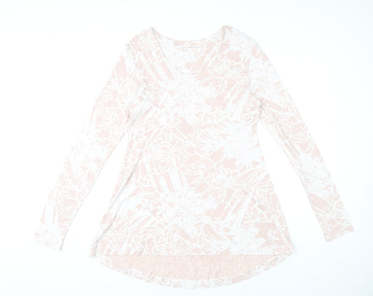 Peruvian Connection Womens Pink Floral Tunic Top M Long Sleeve