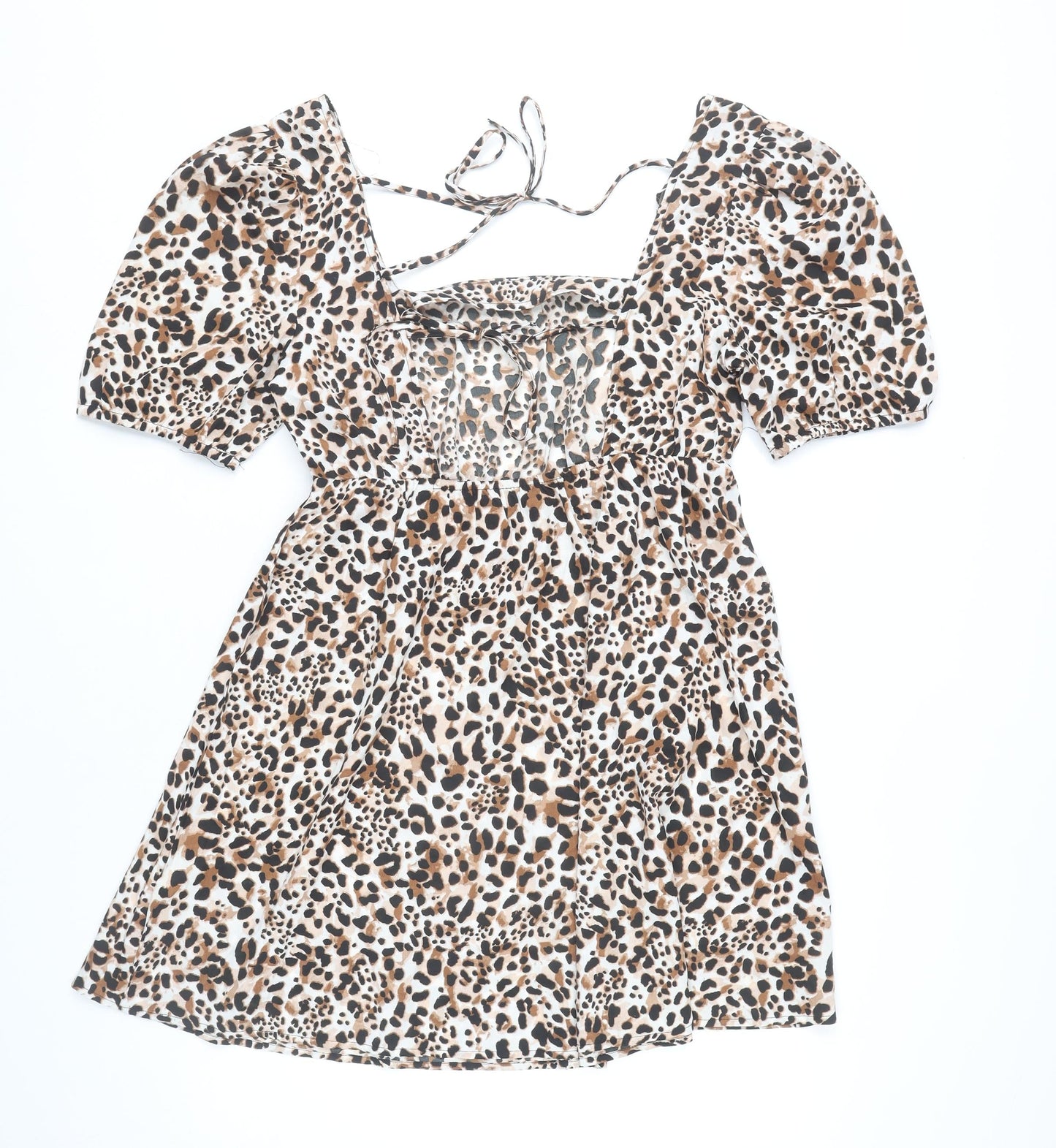 New Look Women’s Leopard Print Short Puff Sleeve A-Line Dress UK 12