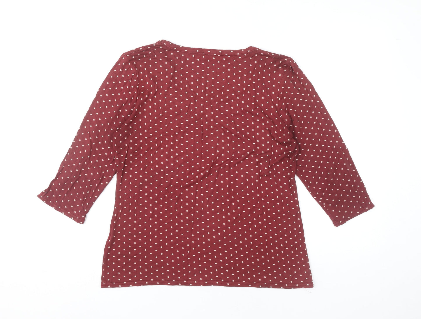 CMD Womens Red Polka Dot Scoop Neck 3/4 Sleeve T-Shirt Size L