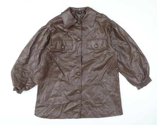 PrettyLittleThing Women’s Brown Faux Leather Jacket UK 10