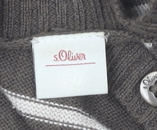 s.Oliver Women’s Brown Striped Cardigan Size 10 Scoop Neck Knit