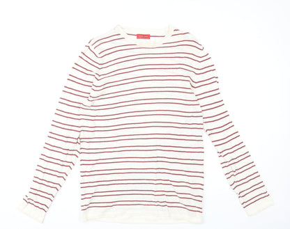 Zara Man Men's White Striped Cotton Pullover Jumper Size M