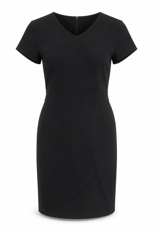 La Beeby Women Black Size 12 V-Neck Sheath Work Dress