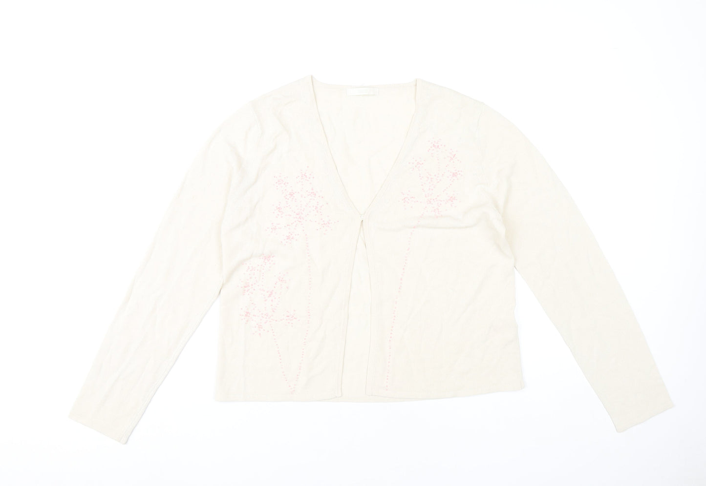 Marks and Spencer Womens Ivory Floral Embroidered Cardigan Size 16