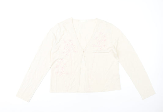 Marks and Spencer Womens Ivory Floral Embroidered Cardigan Size 16