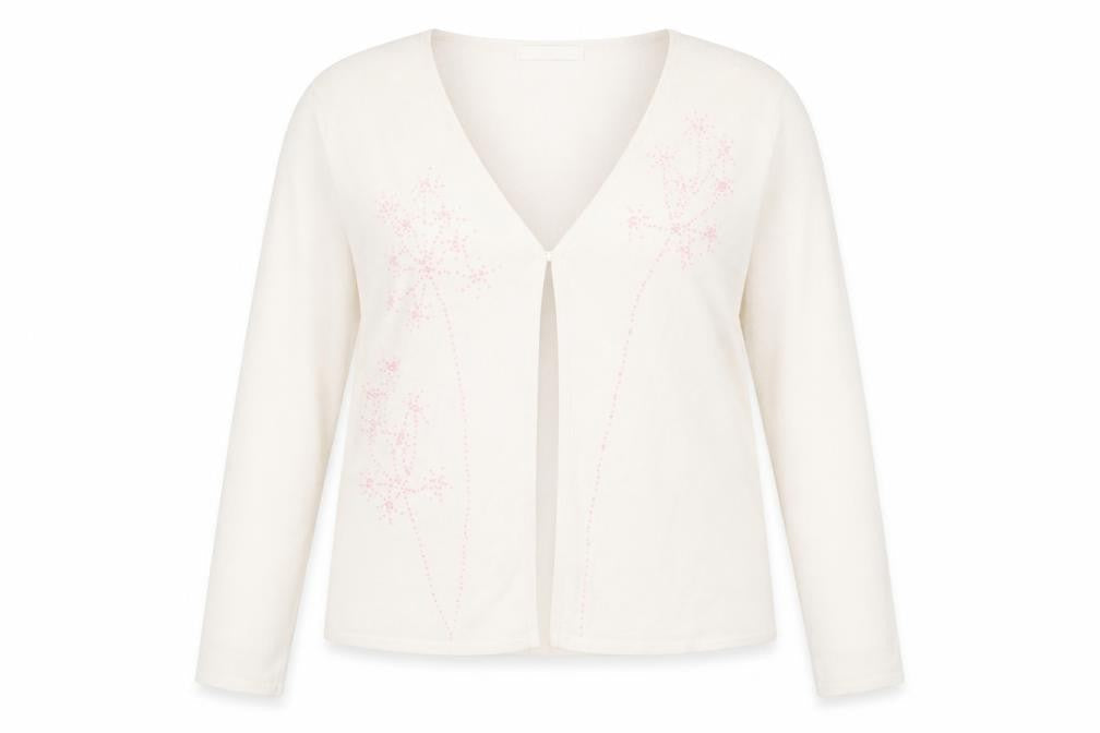 Marks & Spencer Womens Ivory Floral Embroidered Cardigan Size 16