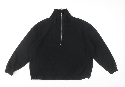 New Look Women’s Black Fleece Half Zip Sweatshirt Size M Regular Fit