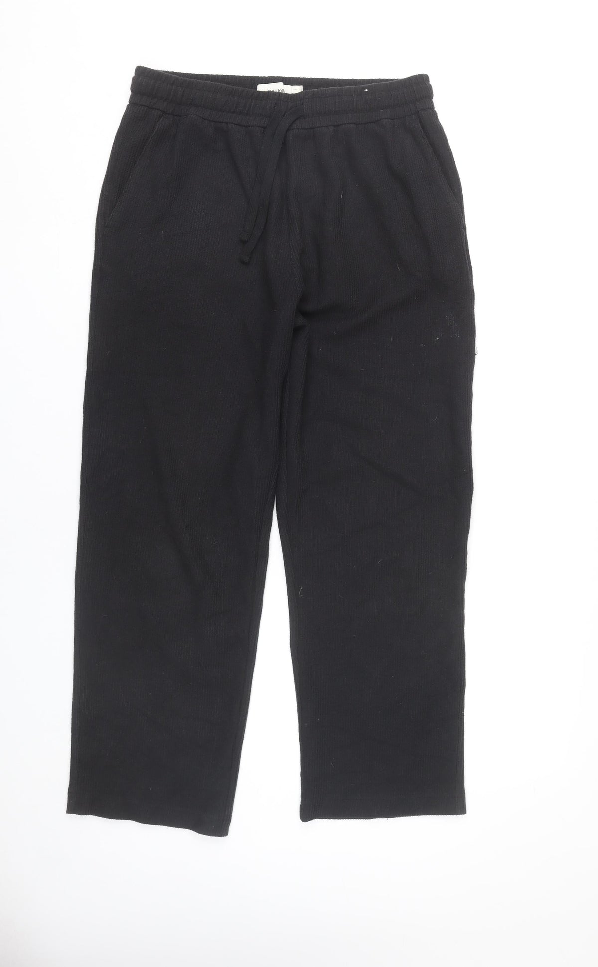 Pull&Bear Women’s Black Sweatpants S Regular Fit Elastic Waist
