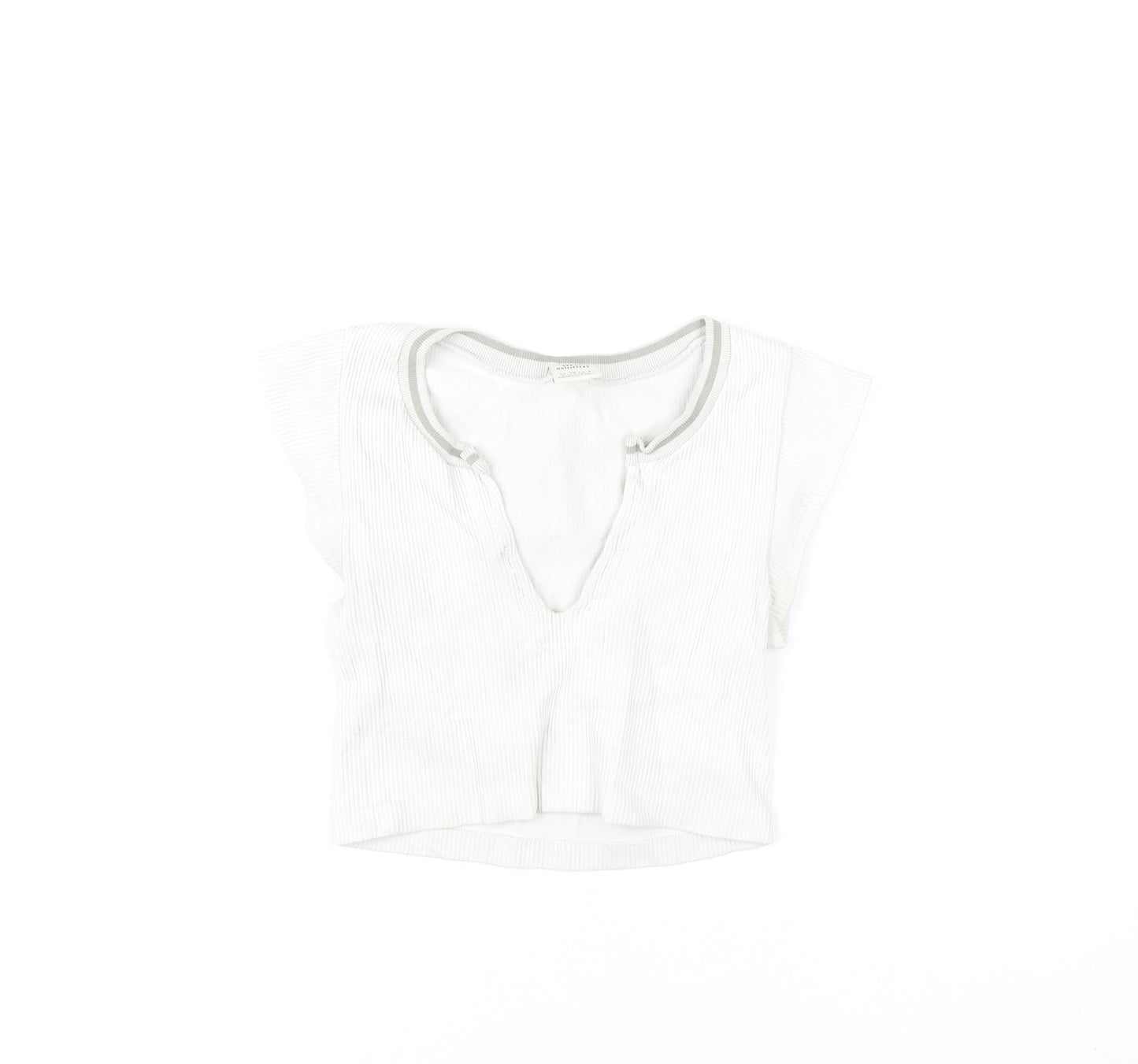 Urban Outfitters Women White XS Cropped Slim Fit T-Shirt