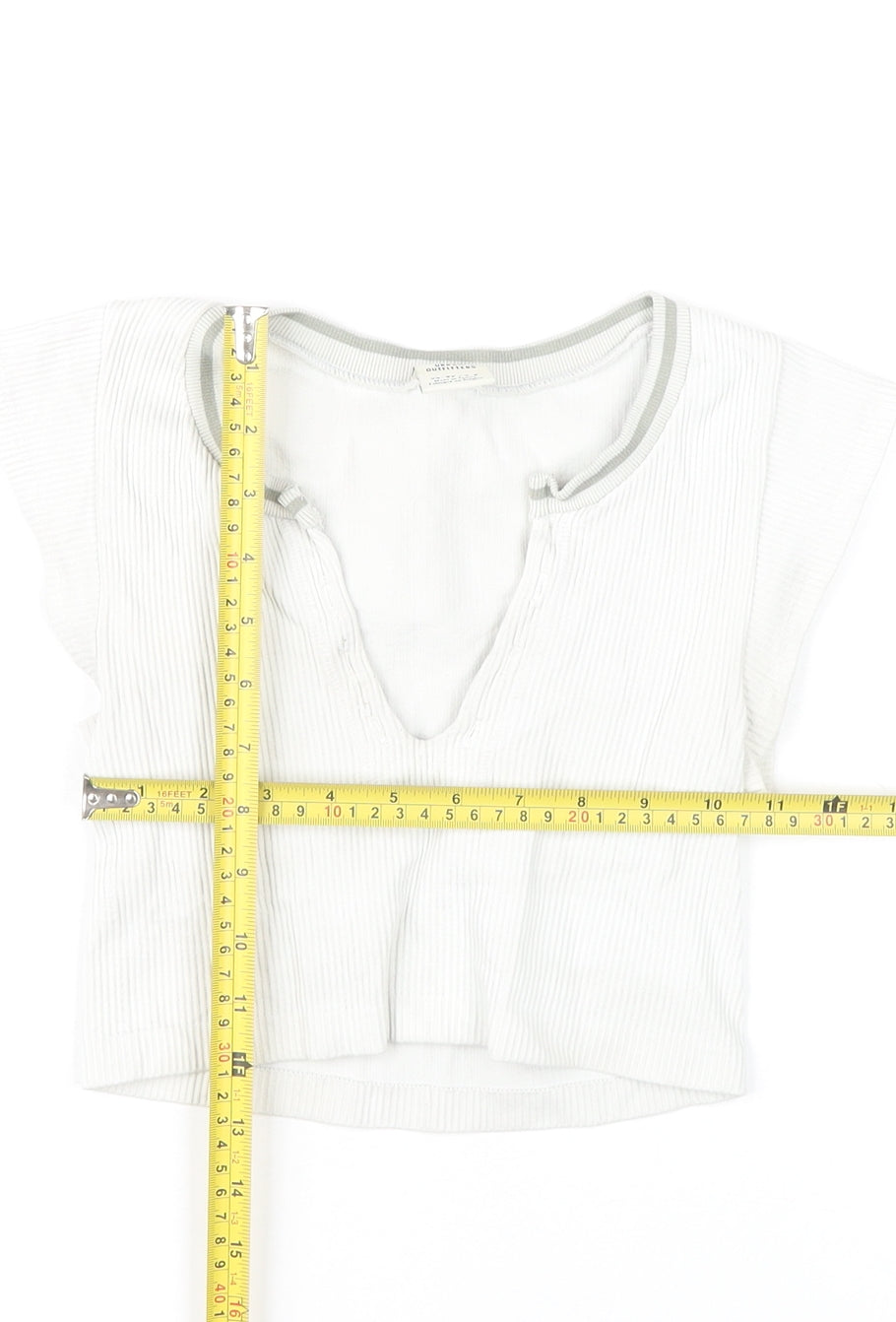 Urban Outfitters Women White XS Cropped Slim Fit T-Shirt