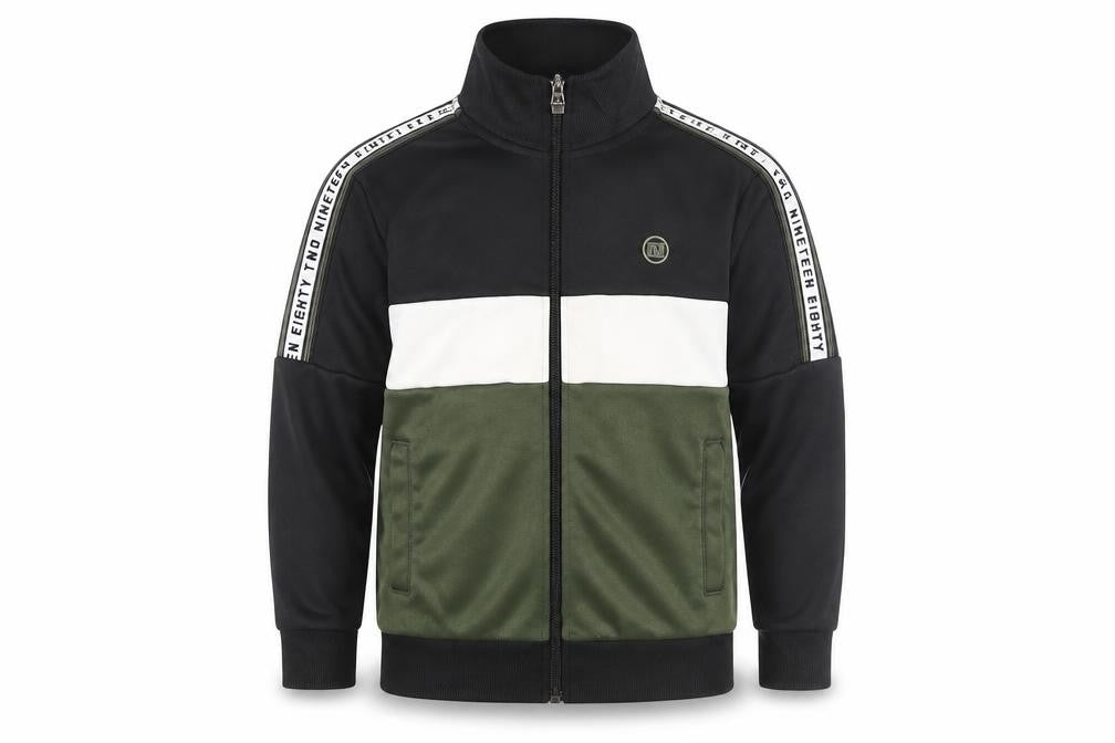 Next Boys Black Green Colourblock Track Jacket 3 Years Full Zip Sports